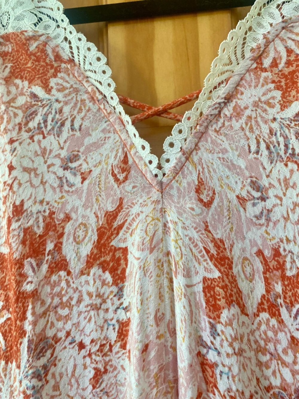 Free People Intimately Floral Lace Trim Slip Dress Orange Boho Babydoll Mini S - Picture 3 of 14